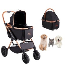 VEVOR Pet Stroller, 4 Wheels Dog Stroller Rotate with Brakes, 66 lbs Weight Capa