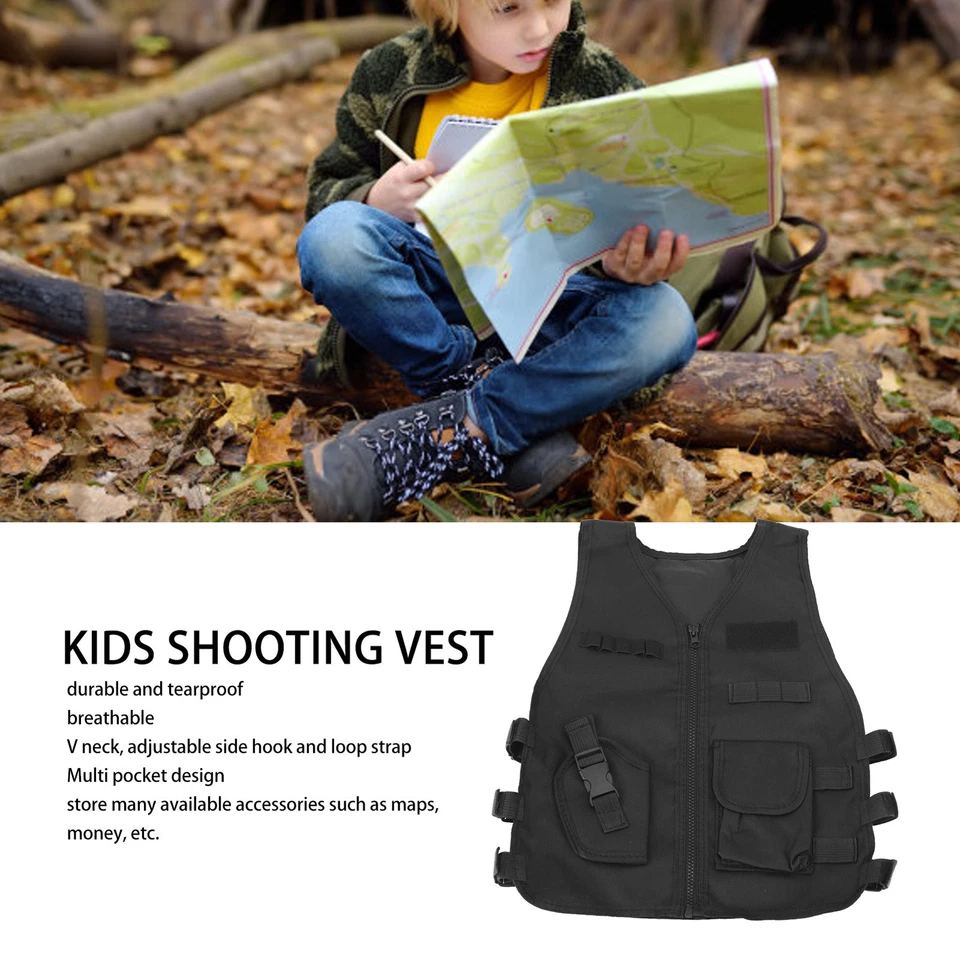 L Chaleco de Tiro Niños Transpirable Guardia de Seguridad Entrenamiento Militar Chaleco FG Foto 3 de 4