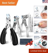 Professional Heavy Duty Nail Clipper Set for Thick Nails in Elegant Leather Case