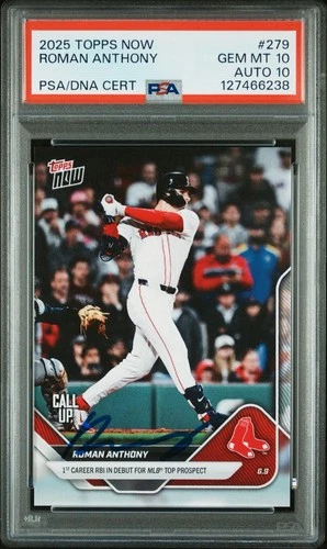 Roman Anthony Signed 2025 Topps NOW Auto Call Up Red Sox Card RC PSA 10/10 POP 2