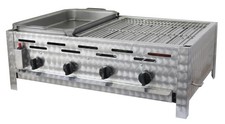 Gasgrill Edelstahl 4er mit 2er Rost und 1er Pfanne 81 x 53 x 27 cm Gastrobräter