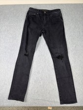 Pantalones de mezclilla negros para hombre American Eagle 33x34 ajustados 360 Extreme Flex rodilla desgastada