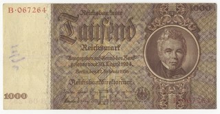 Deutsche Reichsbank 1924 1945 1000 Mark E / B ( Orginalschein )