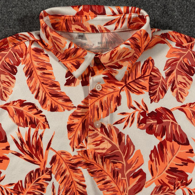 Under Armour Playoff Polo Shirt Mens Small Floral Leaves All Over Print Colorful