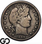 1904-S Barber Half Dollar, Very Low Mintage, W/ Low Survival Rate of 1750 Est.!