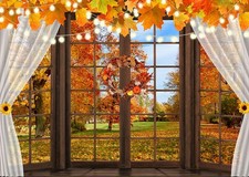 Thanksgiving Photography Backdrop 7x5ft Fall Autumn Pumpkin 7x5ft, Orange