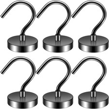 6 Pack Black Metal Magnetic Hooks,40lb Heavy Duty Strong Magnets with Hooks ...
