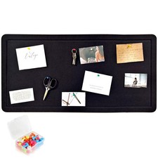 Large Black Cork Bulletin Board Felt Pin Notes Photos 50 Push Pins 32x16 Inch