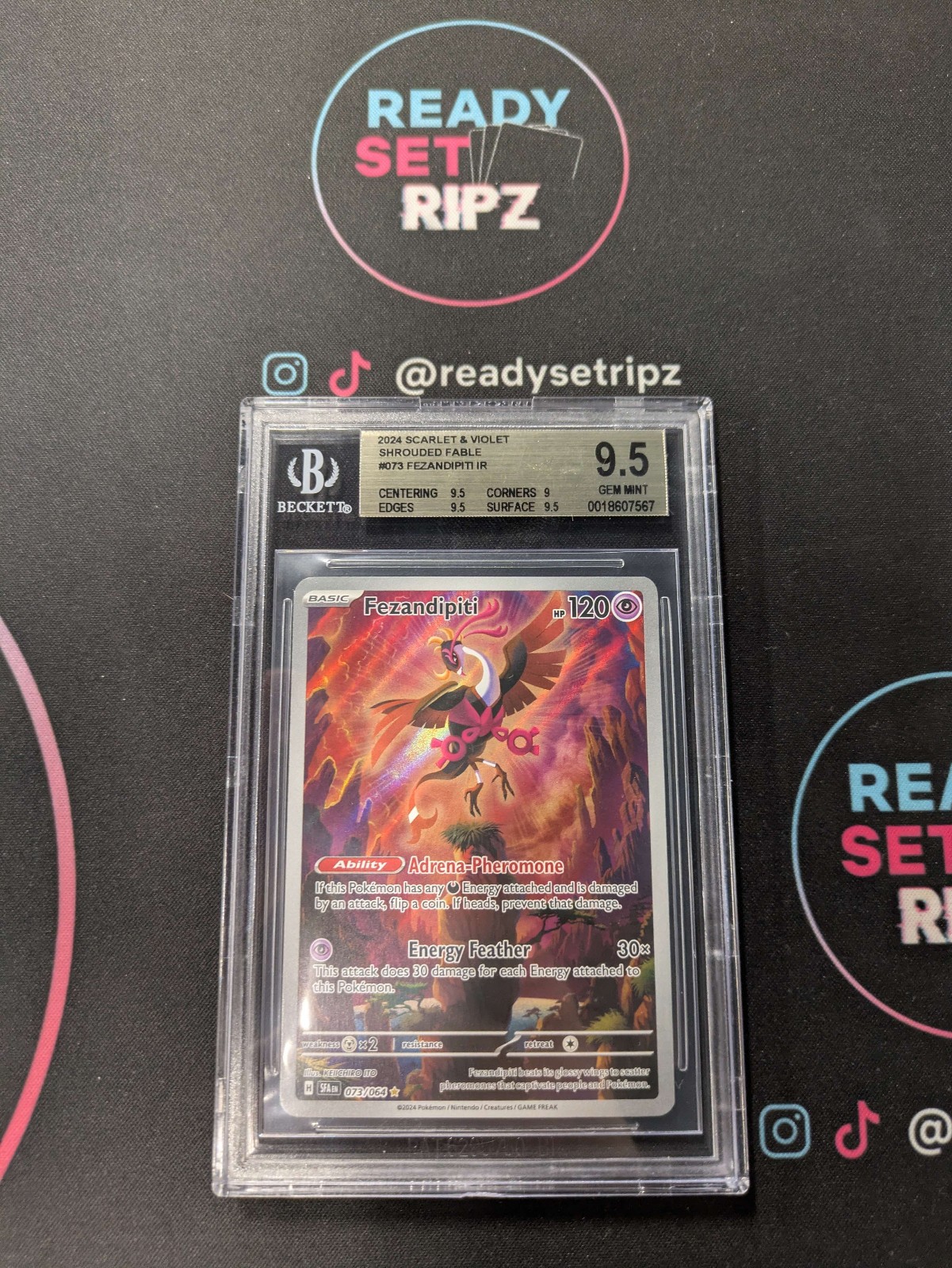 2024 Pokemon Scarlet and Violet Shrouded Fable #073 Fezandipiti IR BGS 9.5