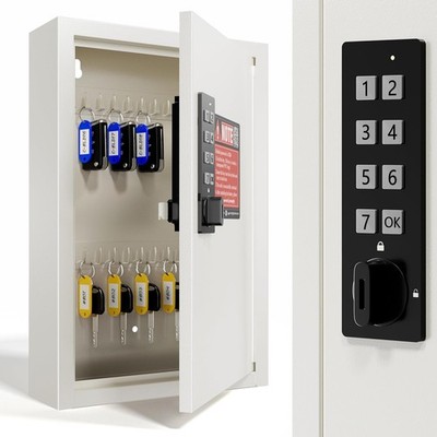 Electronic 40 Key Lock Box, Beige Lock Box for Keys with Code | Private, Public