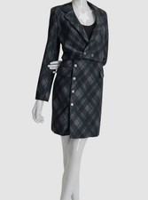 DKNY Women's Green Plaid Notch Lapel Long Sleeve Blazer Dress Petite Size 2P