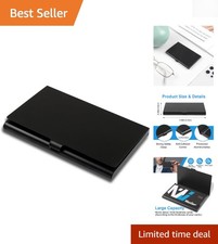 Sleek Slim Stainless Steel Business Card Holder - Elegant Buckle Closure, Black