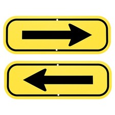 2-Pack 10" x 3.5" Black Aluminum Reflective One-way Arrow Sign Yellow/Black 