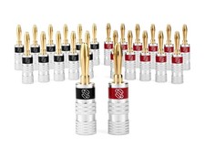 Silverback Banana Plugs, 24k Gold Dual Screw Lock Speaker Connector, 12 Pairs