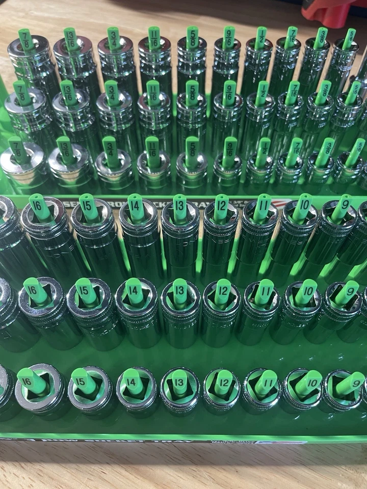 GearWrench 3/8” Metric & SAE Shallow Mid Deep 6 pt Sockets w/ Hansen Trays - Image 4 of 4