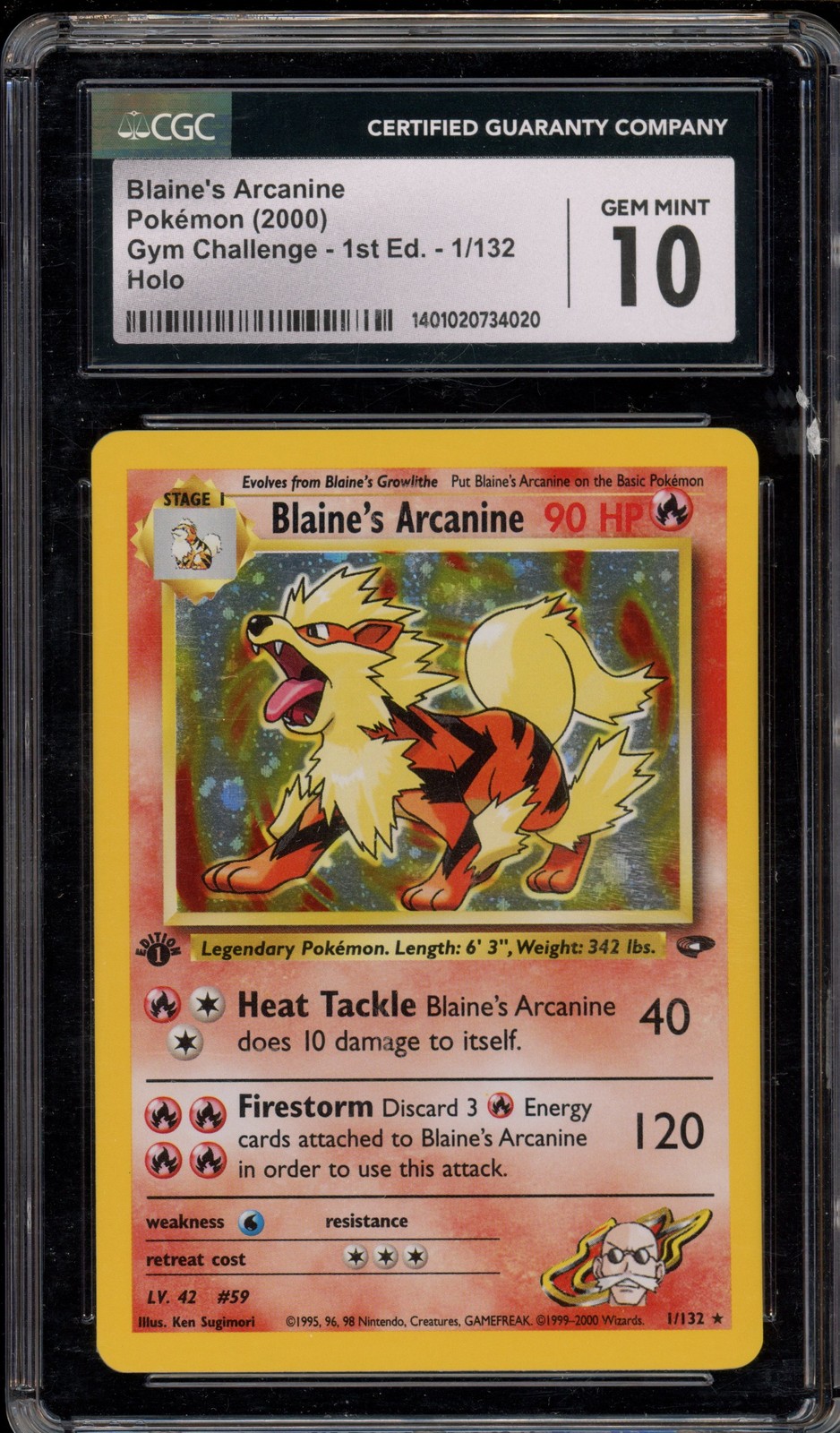 Pokemon Blaine's Arcanine Gym Challenge 1st Edition Holo Rare #1 CGC 10 Gem Mint