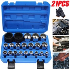 21Pcs 1/2" Drive Universal Spline Socket 12-point 8-36mm CR-V Metric Socket Set