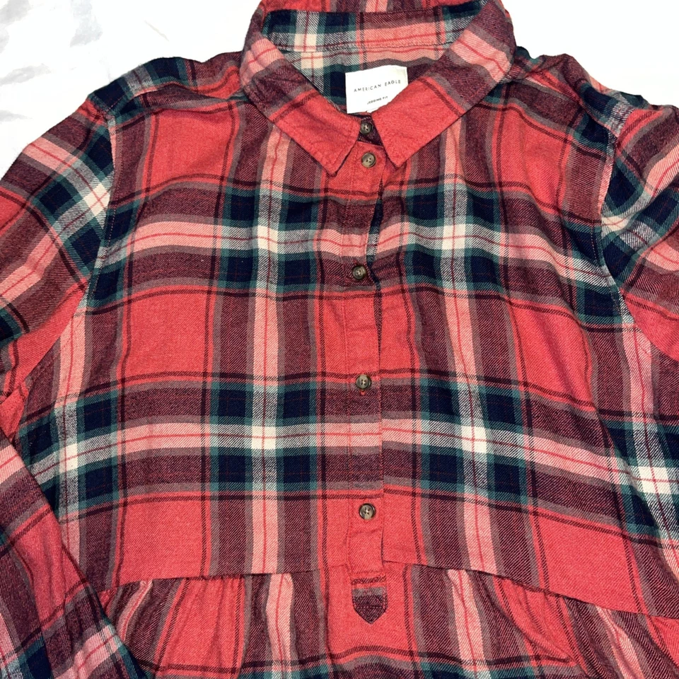 Blusa Babydoll American Eagle Navidad Franela Cuadros XXL 2XL Jegging Fit Foto 2 de 4