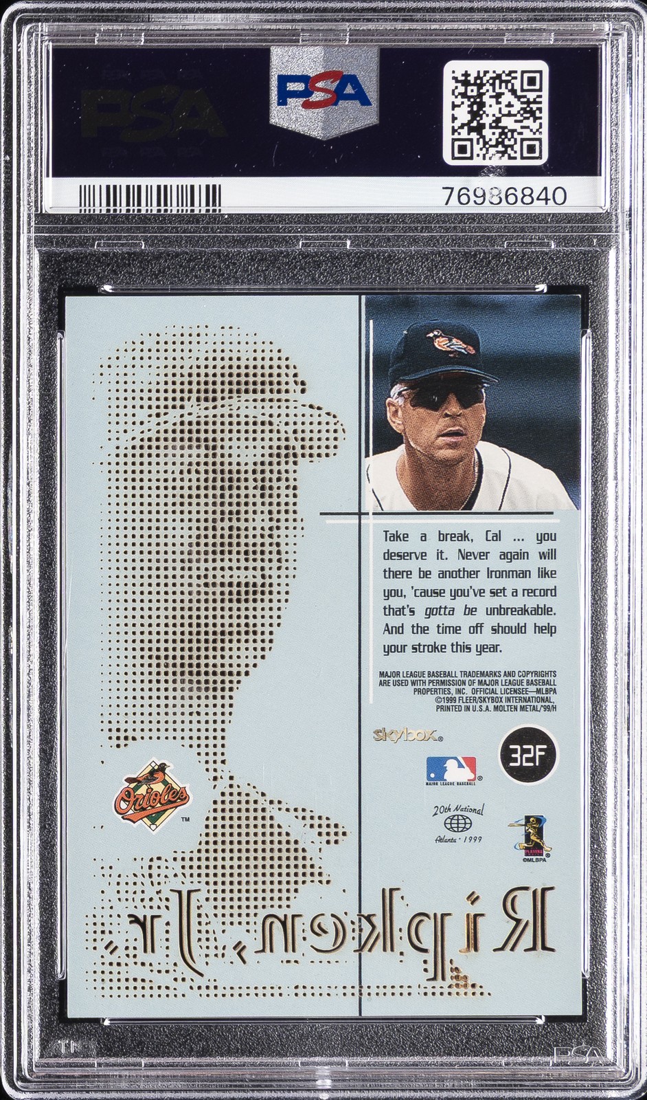 1999 SKYBOX MOLTEN METAL FUSION #32F CAL RIPKEN JR. PSA 8 view 2