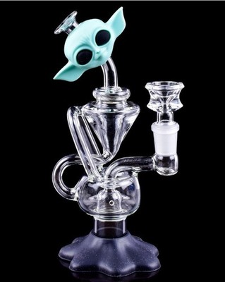 Baby Yoda Klein Recycler Bong   Star Theme Glass Water Pipe   Klein Function Rec