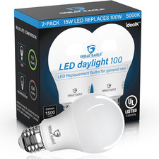 Great Eagle A19 LED Light Bulbs 100 Watt Equivalent - UL Listed - Daylight 5000K