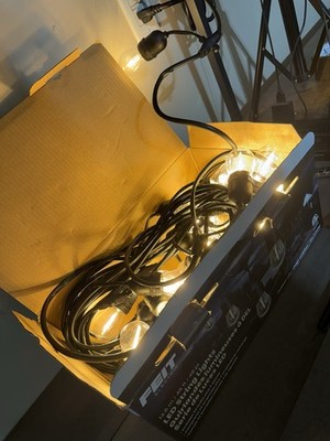 Feit Electric LED String Lights, 48ft, 24 Bulbs, Weatherproof, Black 1806359
