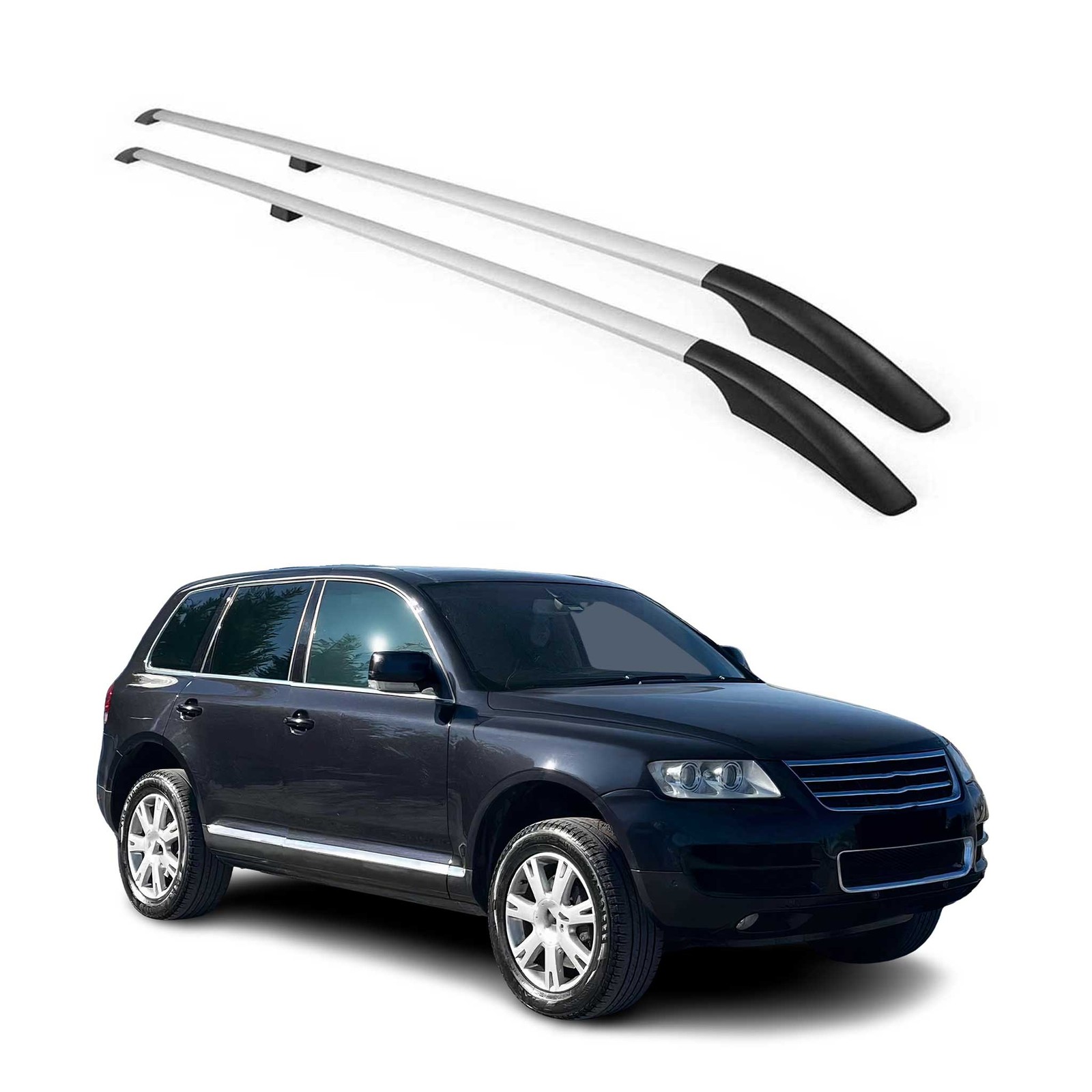 Barres de toit en alu finition gris premium pour VW Touareg 02-10