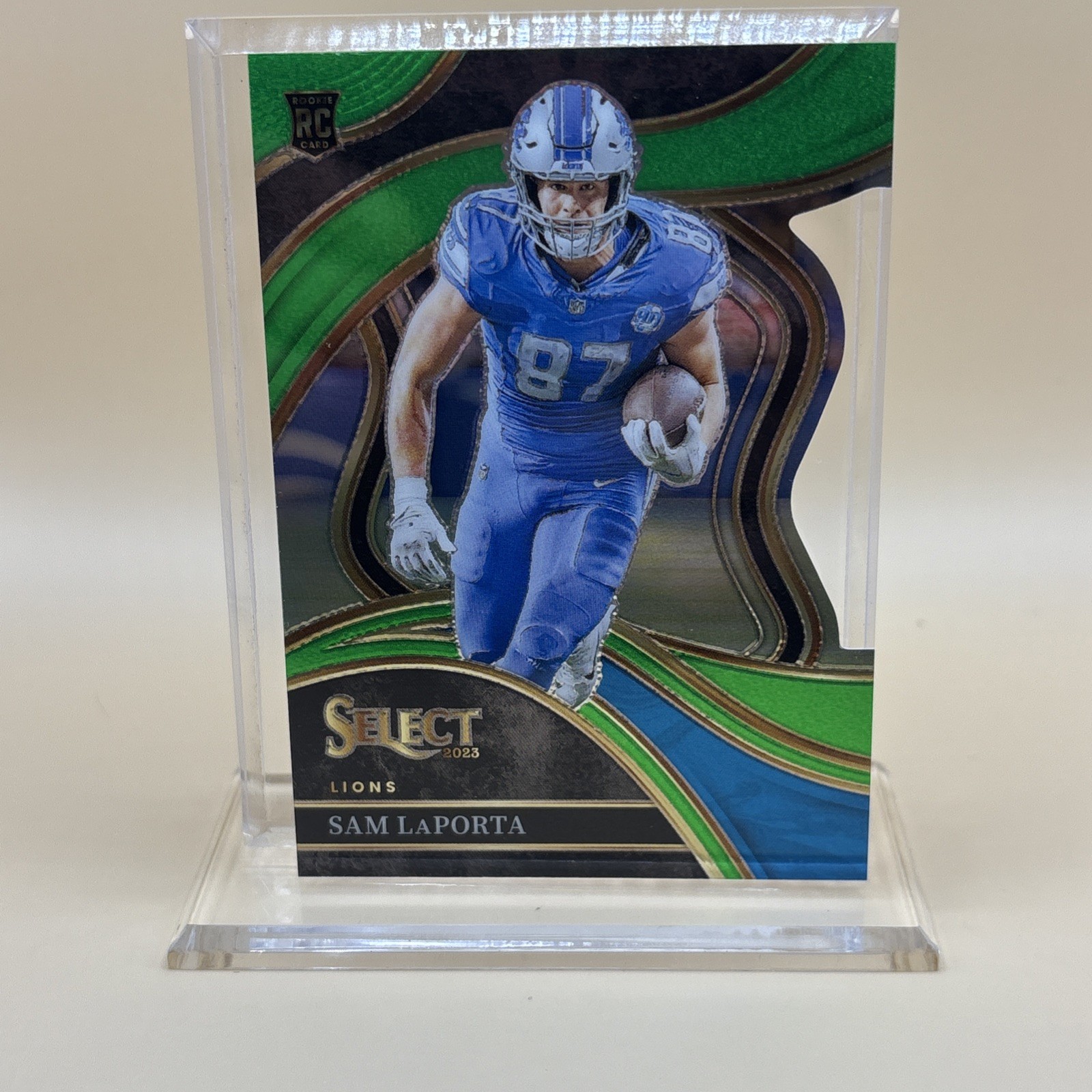 2023 Panini Select - Club Lvl Sam LaPorta #221 Neon Green Prizm Die Cut /499 RC