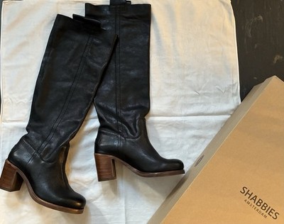 Shabbies Amsterdam Stiefel Overknees NEU Gr.39 Leder Schwarz