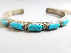 Vtg Zuni FABIAN CHEAMA Sterling Silver Turquoise Cuff Bracelet (S12) — photo 3