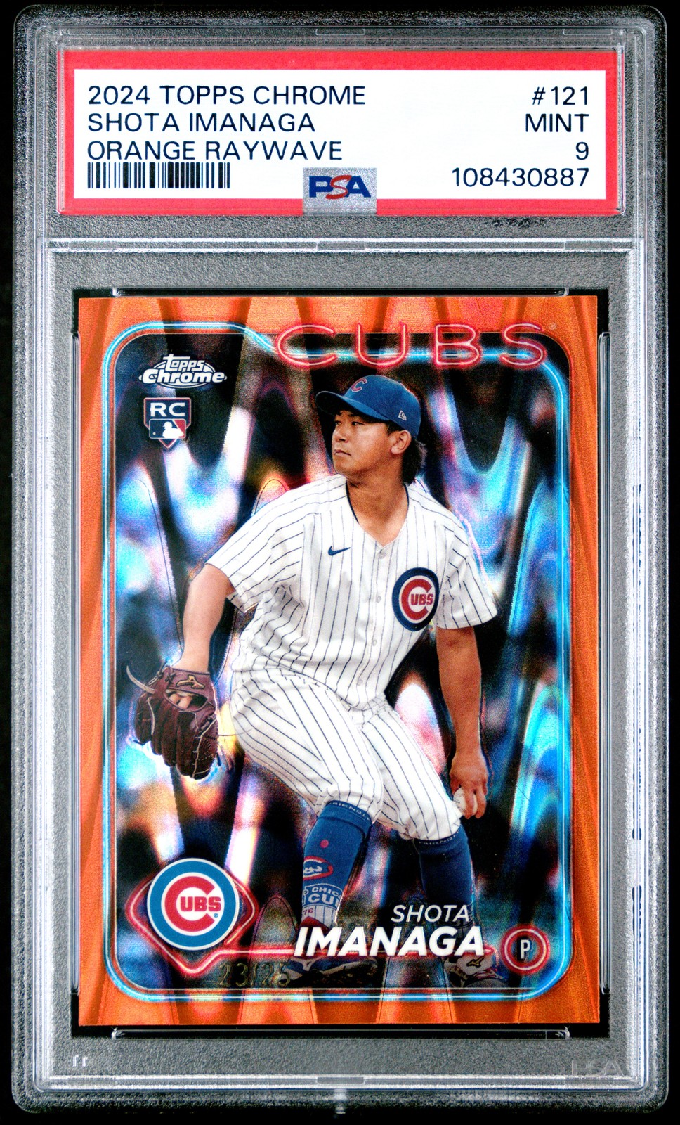 2024 TOPPS CHROME ORANGE RAYWAVE #121 SHOTA IMANAGA 23/25 PSA 9