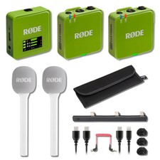 Rode Wireless GO Gen 3 Wireless Mic System Green with 2x White Interview GO