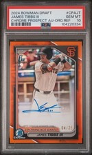 James Tibbs III 2024 Bowman Draft Orange Refractor Chrome Auto 1st RC /25 PSA 10