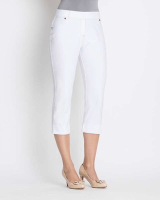 Hose weiß 32 34 Damen Schlupfhose 6/8-Hose in Jeans-Optik Umschlagsaum 8.9195