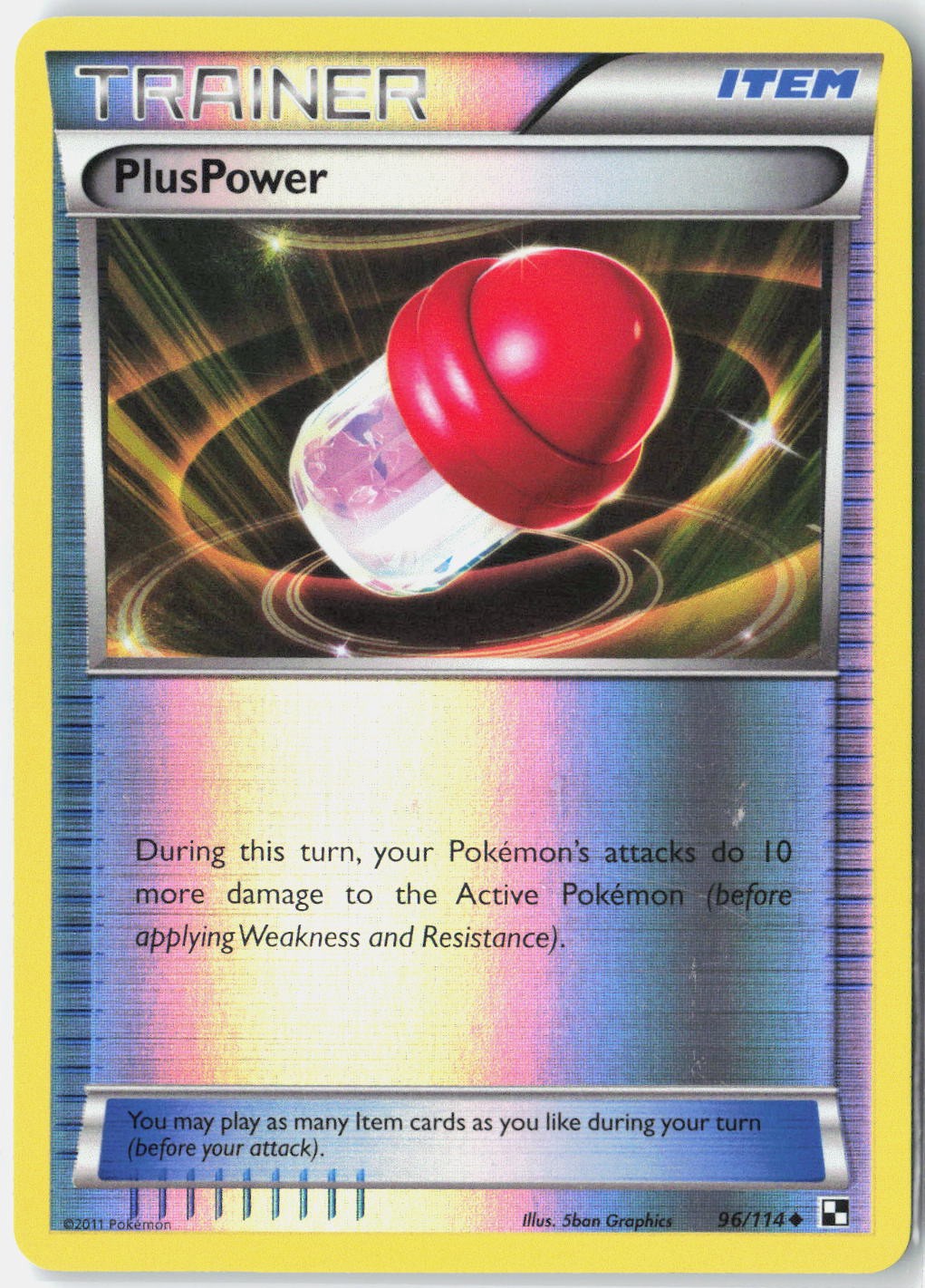 PlusPower Black and White 96/114 Pokemon Card Reverse Holo