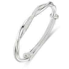 S925 Silver Bangle Bracelet for Women, Elegant Women s Sterling Silver Bra