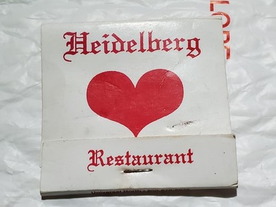 Super Rare Vintage Original Matchbook Heidelberg Restaurant New York NY 1 Strike
