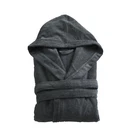 XXXL Dark Grey Hooded Bathrobe Dressing Gown 100% Turkish Cotton Terry Towelling