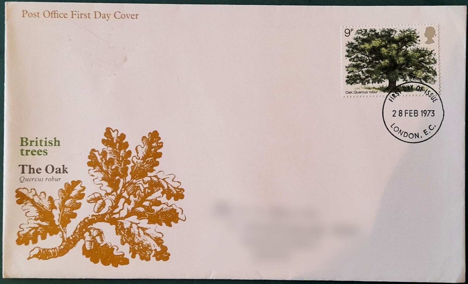 British Trees - The Oak Official PO FDC 28 Feb 1973