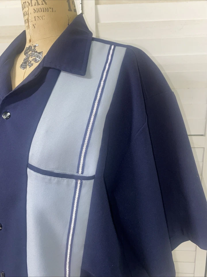 Vintage Anchor Black Blue Button Up Shirt Men’s Tony Soprano Cubana Sz XL - Image 2 of 4