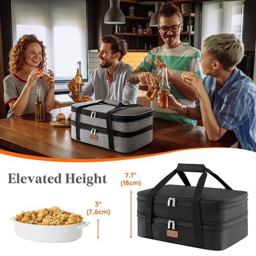 Lifewit Insulated Double Casserole Carrier Thermal Lunch Tote - Picture 4 of 14