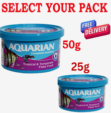 Aquarian Tropical Fish Food Flakes 25g 50g 200g Complete Nutrition Aquarium Fish