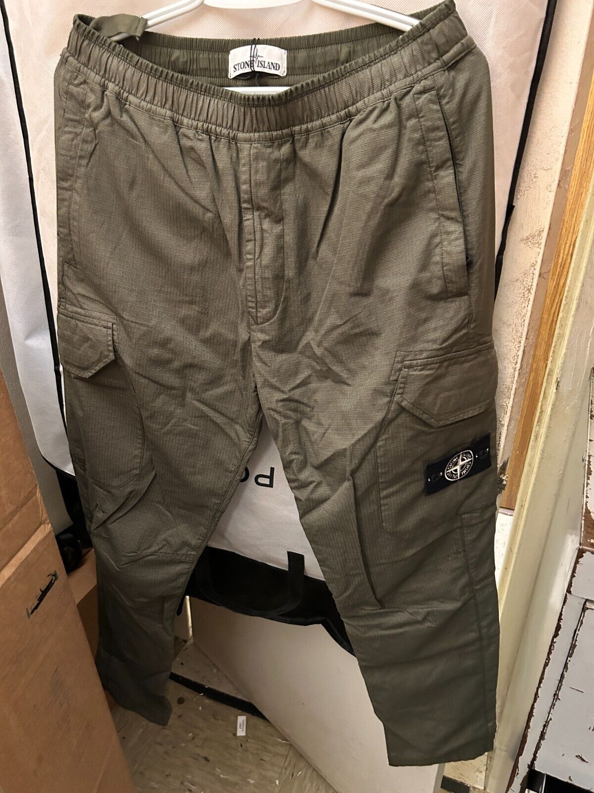 Stone island 32398 REFLECTIVE WEAVE RIPSTOP-TC cargo pants size 32 Olive  f/w 19