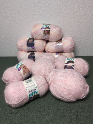 Lion Brand Jiffy Soft Acrylic Yarn Lot of Light Pink & San Diego 28 Oz Total