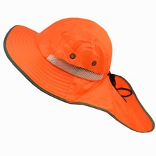 Men Neck Flap Boonie High Visibility Safety Reflective Bucket Hat Cap Orange LOT
