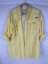 Columbia Shirt Mens Large Yellow Long Sleeve Casual Button Down Fishing PFG