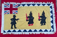 Magnificent Old Embroidered Asafo Flag With Shaman & Female Soldiers ~ Ghana