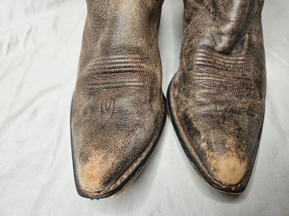 Botas Durango para mujer talla 8 cuero marrón occidental punta en punta tacón bloque tirar Foto 4 de 4