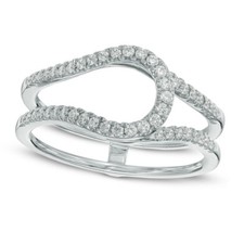 14K Wei&szlig; Vergoldet Wickel Schutz Verst&auml;rker Rund 1/3ct Diamant Ring Jacke Damen