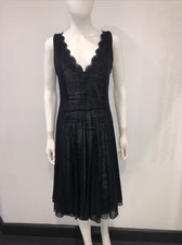 Versace black silver dress V neck sleevless size 10